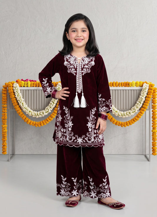 Kids white thread Velvet 2-Pcs