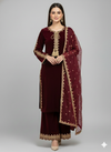 ✨ LUXURY MAROON VELVET EMBROIDERED 3-PIECE SUIT ✨
