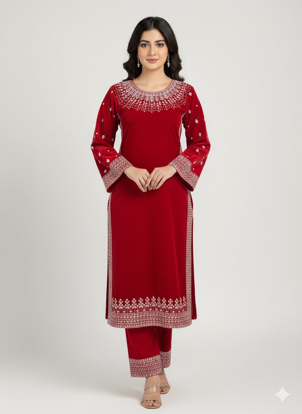 Fantastic Velvet Embroidered 2-Piece Suit