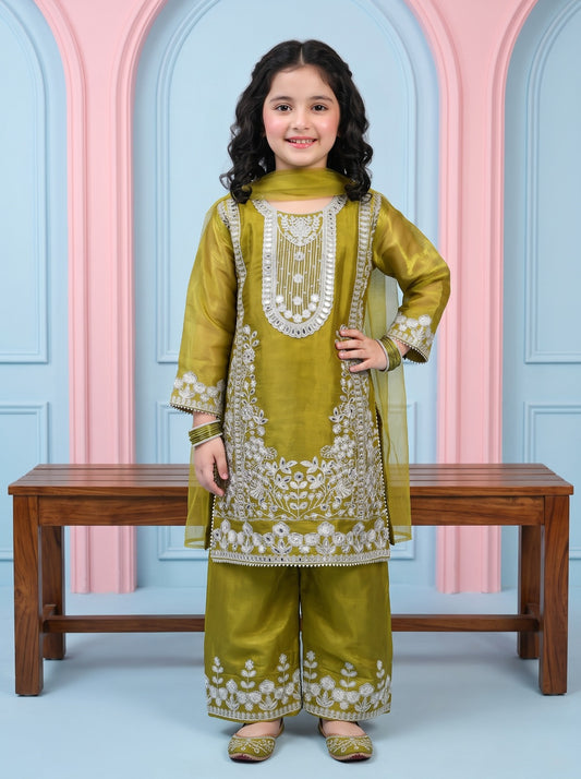 Elegant Girls Silk Sharara 3-Piece