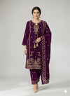 ROYAL VELVET 3-PIECE WINTER ENSEMBLE WITH VELVET SHWAL