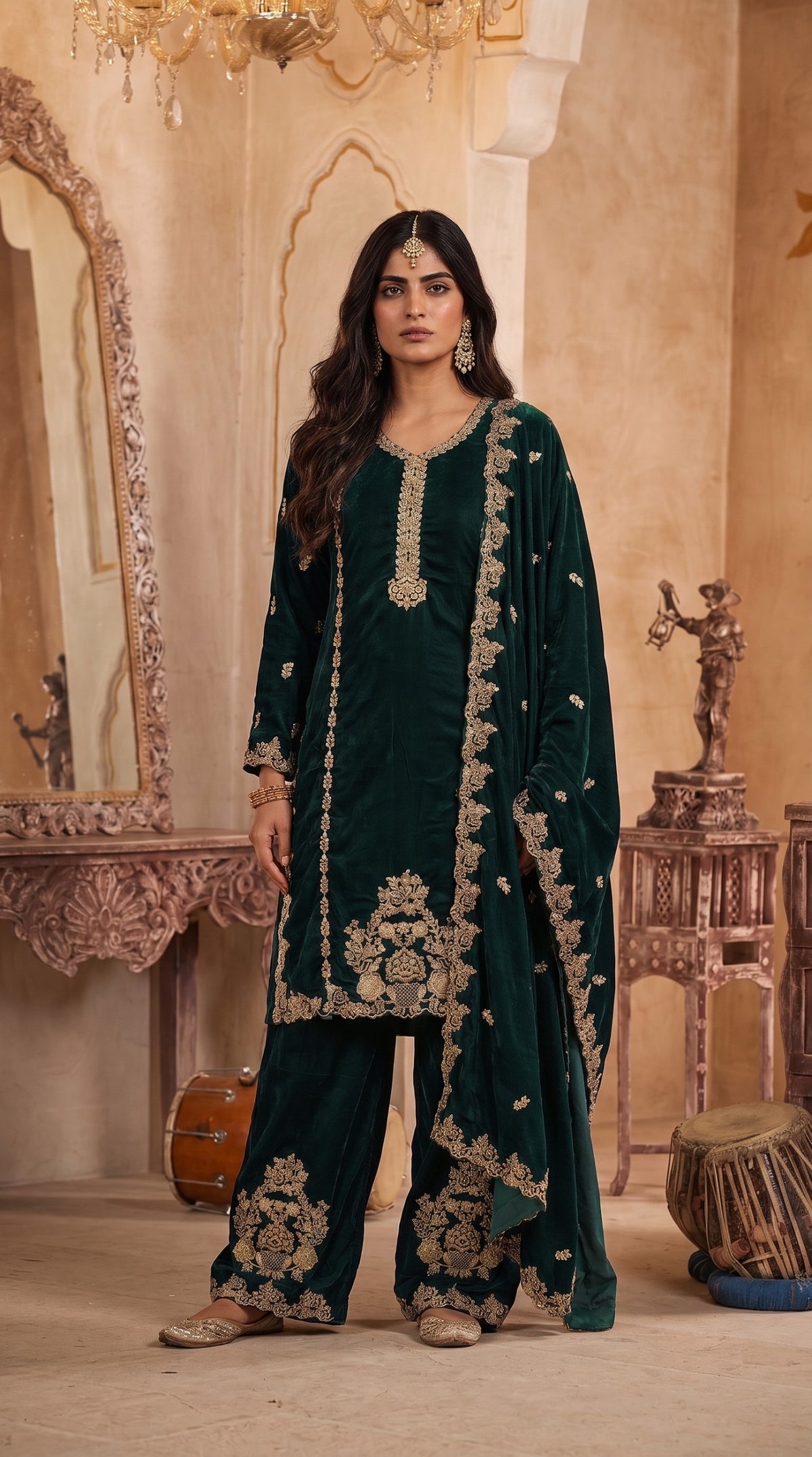 Zarmina Velvet Embroidered 3-Piece