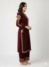 NEW GOLDEN TILLA WORK STITCHED 2PC VELVET DRESS