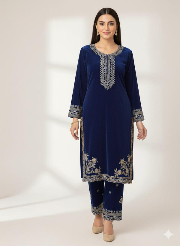 PREMIUM VELVET STUFF STITCHED 2PC DRESSES(4 COLORS)