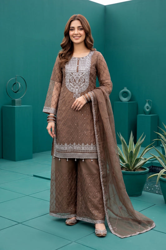 Pehnavaa Premium Embroidered Organza 3PC Stitched Suit for Women