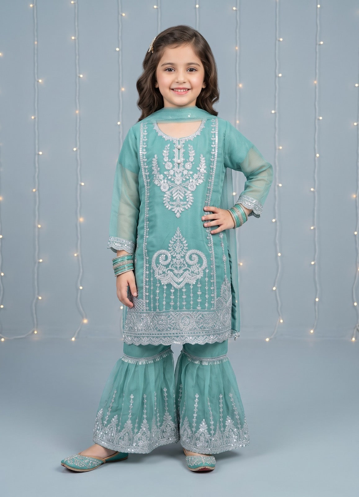 β¨ Elegant Chiffon Embroidered Kids Dress | Perfect for Your Little Princess ππ β¨