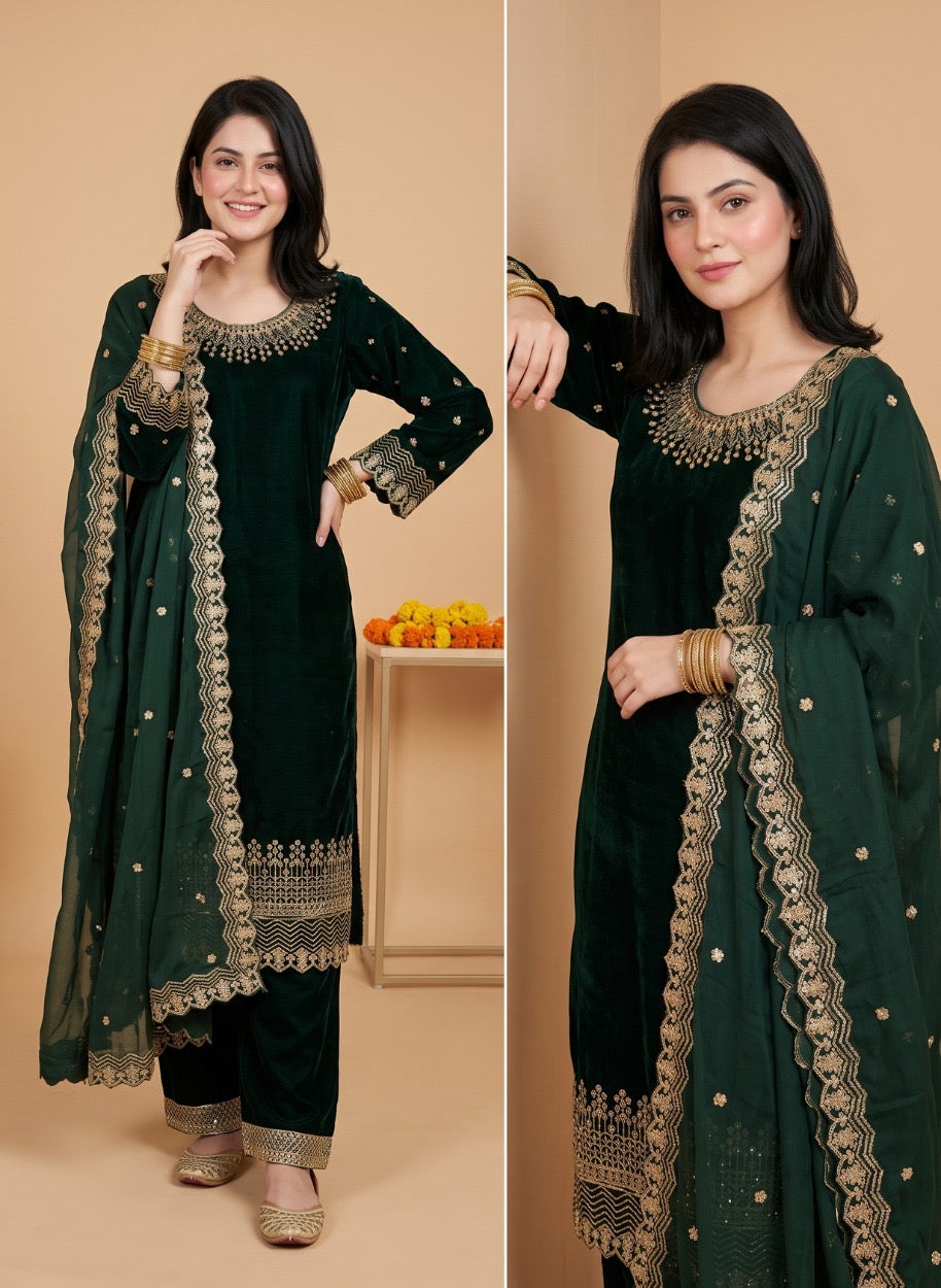 Nayab Velvet Embroidered 3-Piece