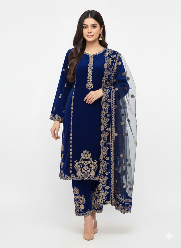 ELEGANT ROYALEMBROIDERED 3-PIECE SUIT