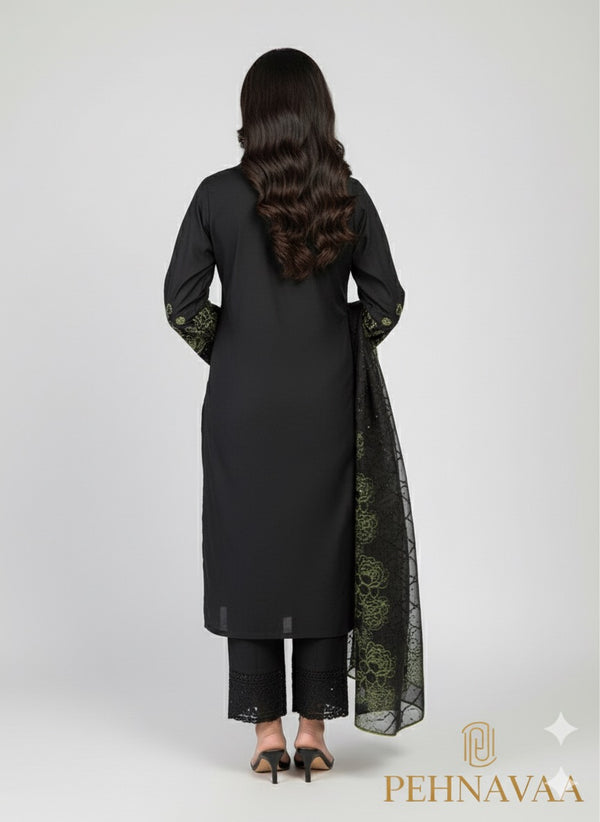 The Enigma Black 3-Piece Ensemble in Premium Cotton