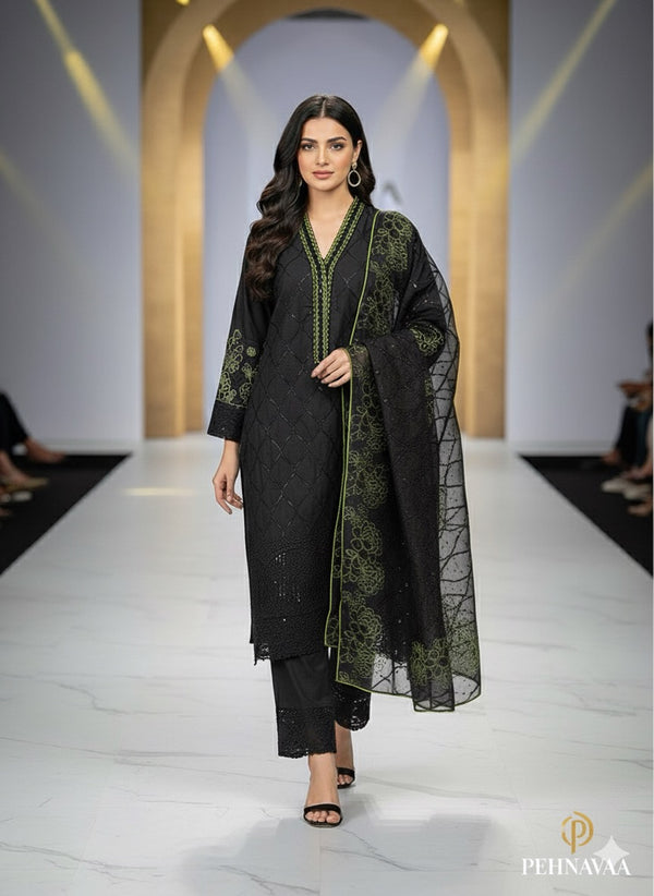 The Enigma Black 3-Piece Ensemble in Premium Cotton