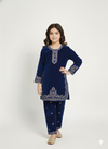 ROYAL MAROON VELVET EMBROIDERED 2-PIECE SUIT FOR GIRLS – WINTER FESTIVE COLLECTION