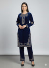 ELEGANT ROYAL BLUE EMBROIDERED 2-PIECE SUIT