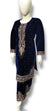 Luxury Velvet Navy Blue Embroidered 2-Piece Suit