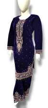 Luxury Velvet Purple Embroidered 2-Piece Suit