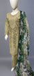 Ladies Beige Embroidered Cotton suit with a Floral Chiffon Dupata