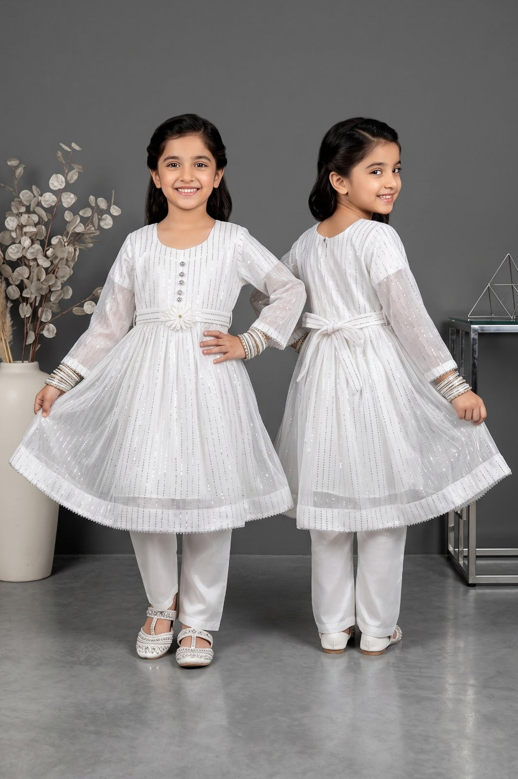 Kids Festive China Crinkle 3-Piece Stitched Suit | Fancy Embroidered Party Wear | Pehnavaa Store