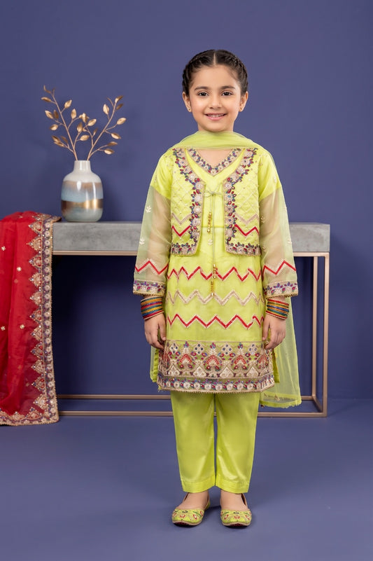Girls Embroidered Tissue Silk Frock Suit - Zig Zag Collection