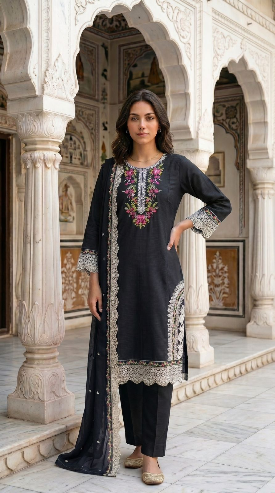 LADIES COTTON STITCHED EMBRIODERED SUIT-3 PCS