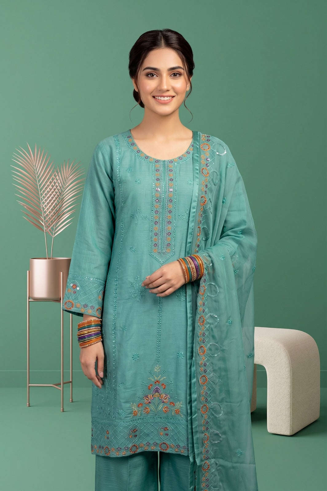 Pehnavaa Ready-to-Wear Sequence Embroidered 3-Piece Stitched Suit