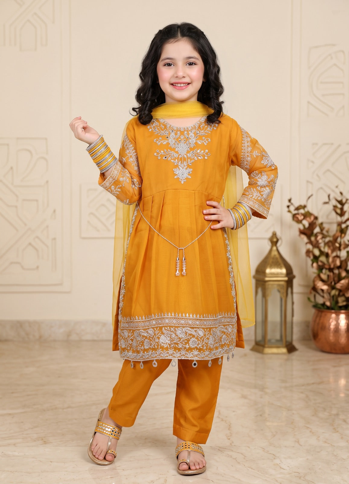 Kids Chiffon Embroidered 3Pc Suit