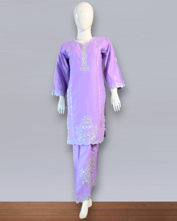 2 PC OUTFIT SILVER TILLA WORK FRONT PLUS TROUSER