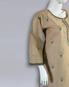 Classic Beige Charm – Cotton Embroidered 2PC Summer Suit