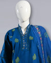 Blue Serenity – Cotton Embroidered 3PC Summer Suit