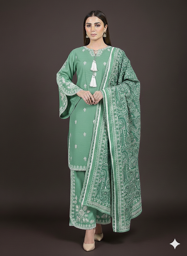 3PC TRADITIONAL OUTFIT WITH WHITE EMBROIDERY DRESS