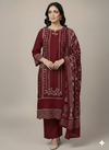 ELEGANT MAROON 3-PIECE EMBROIDERED SUIT