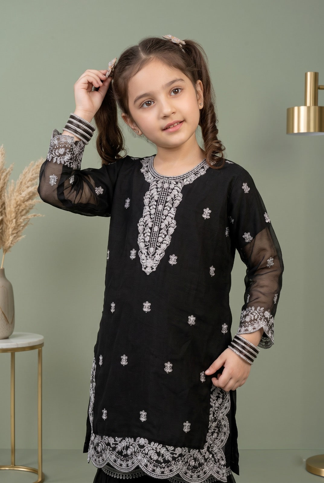 Fancy Girls Silk Sharara 3-Piece
