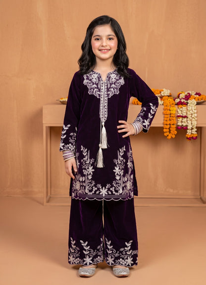 Girls white thread Velvet 2-pcs