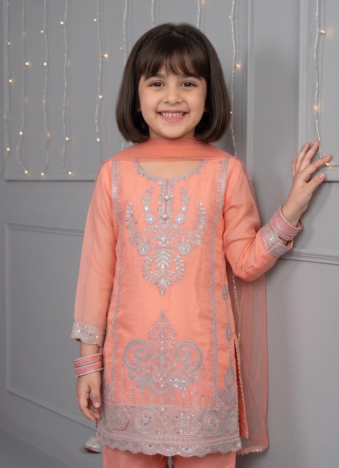 ✨ Elegant Chiffon Embroidered Kids Dress | Perfect for Your Little Princess 👑💖 ✨