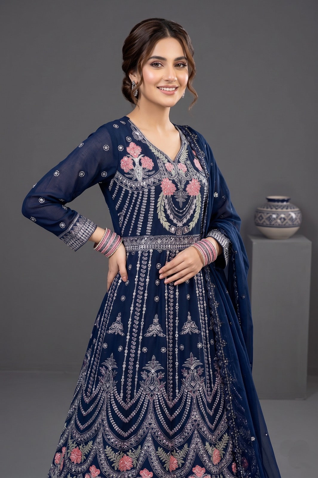 Emaan Adeel Eshaal Chiffon Collection (ESH-08) | Luxury Embroidered Pishwas Maxi | Pehnavaa Store