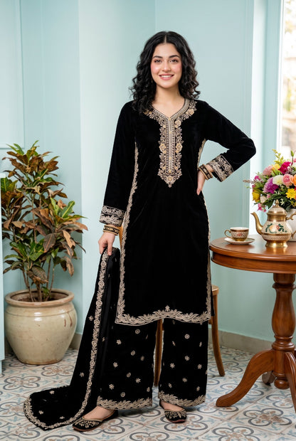 ✨ ROYAL HANDMADE EMBRIODERED VELVET ELEGANCE—PEHNAVAA ✨