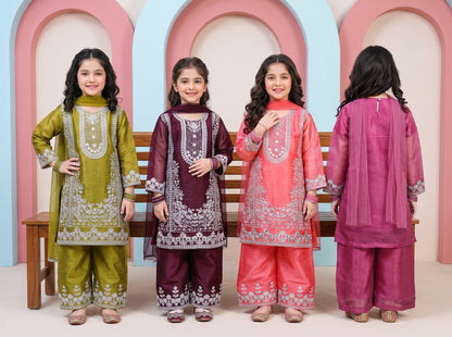 Elegant Girls Silk Sharara 3-Piece