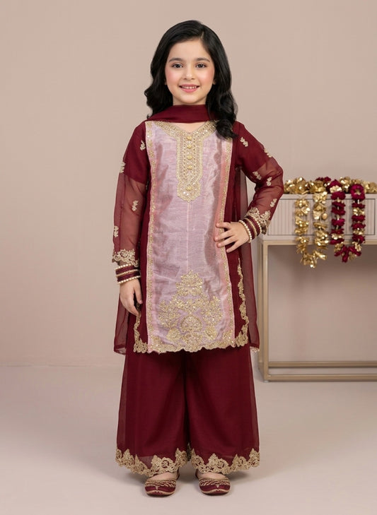 Fancy Chiffon girls 3-Pcs  Suit