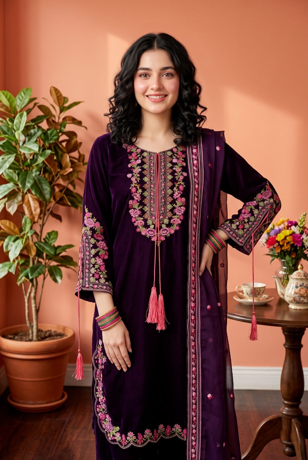 ✨STITCHED VELVET ELEGANCE — PEHNAVAA✨