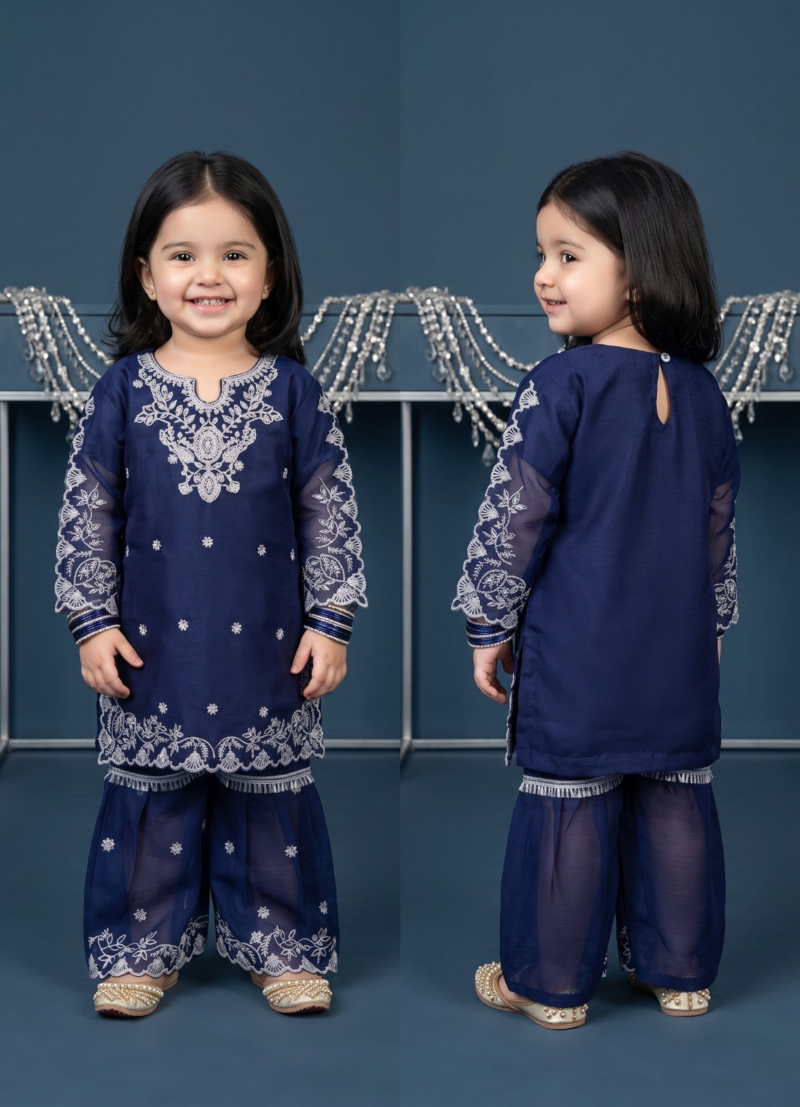 Chiffon cutwork Style Suit 3-Pcs