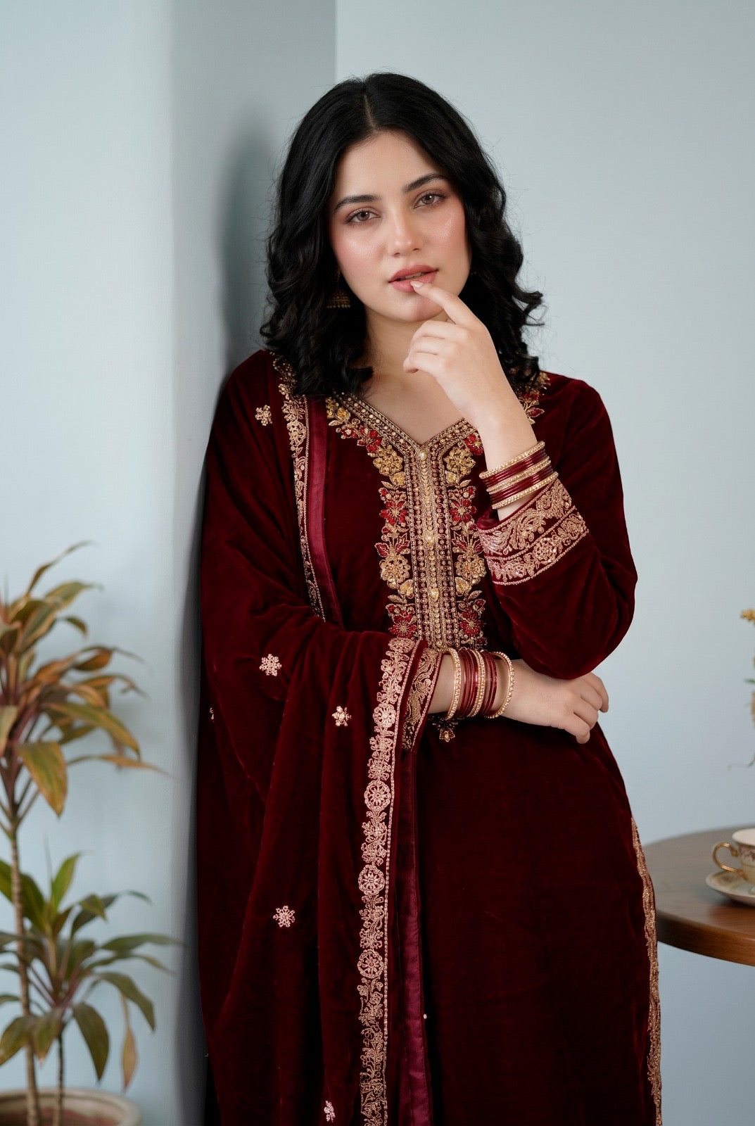 ✨ ROYAL HANDMADE EMBRIODERED VELVET ELEGANCE—PEHNAVAA ✨