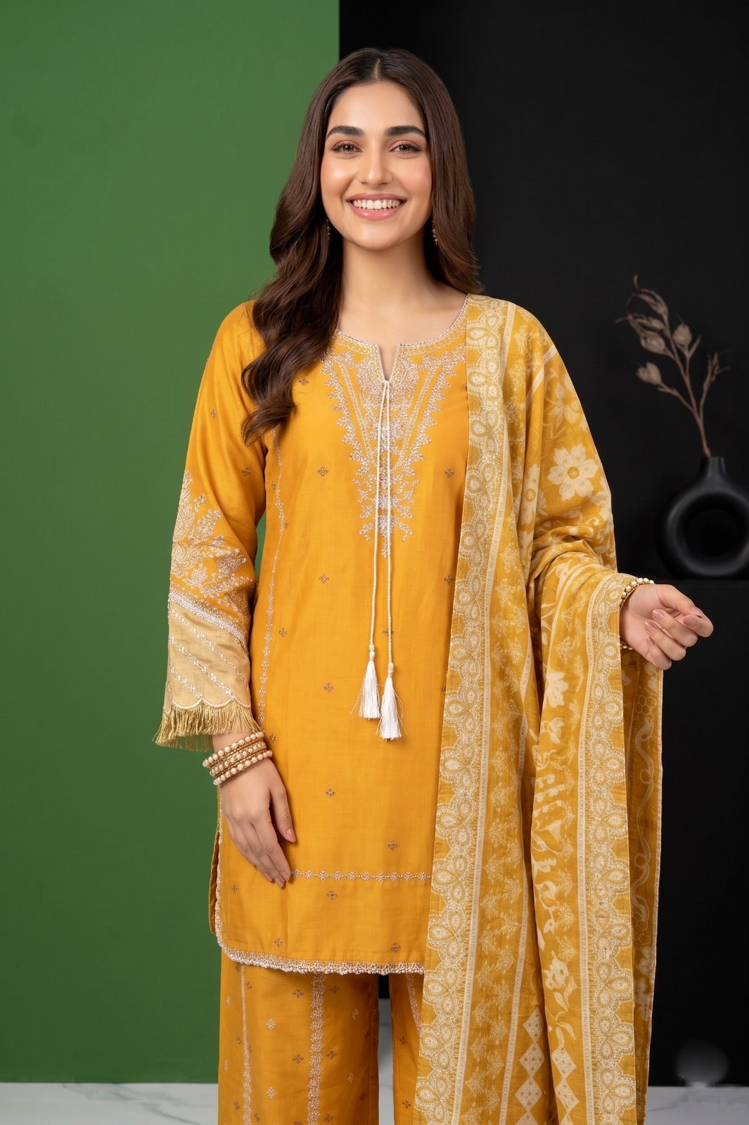 Eid Special Embroidered Collection: 3-Pcs Cotton Suit