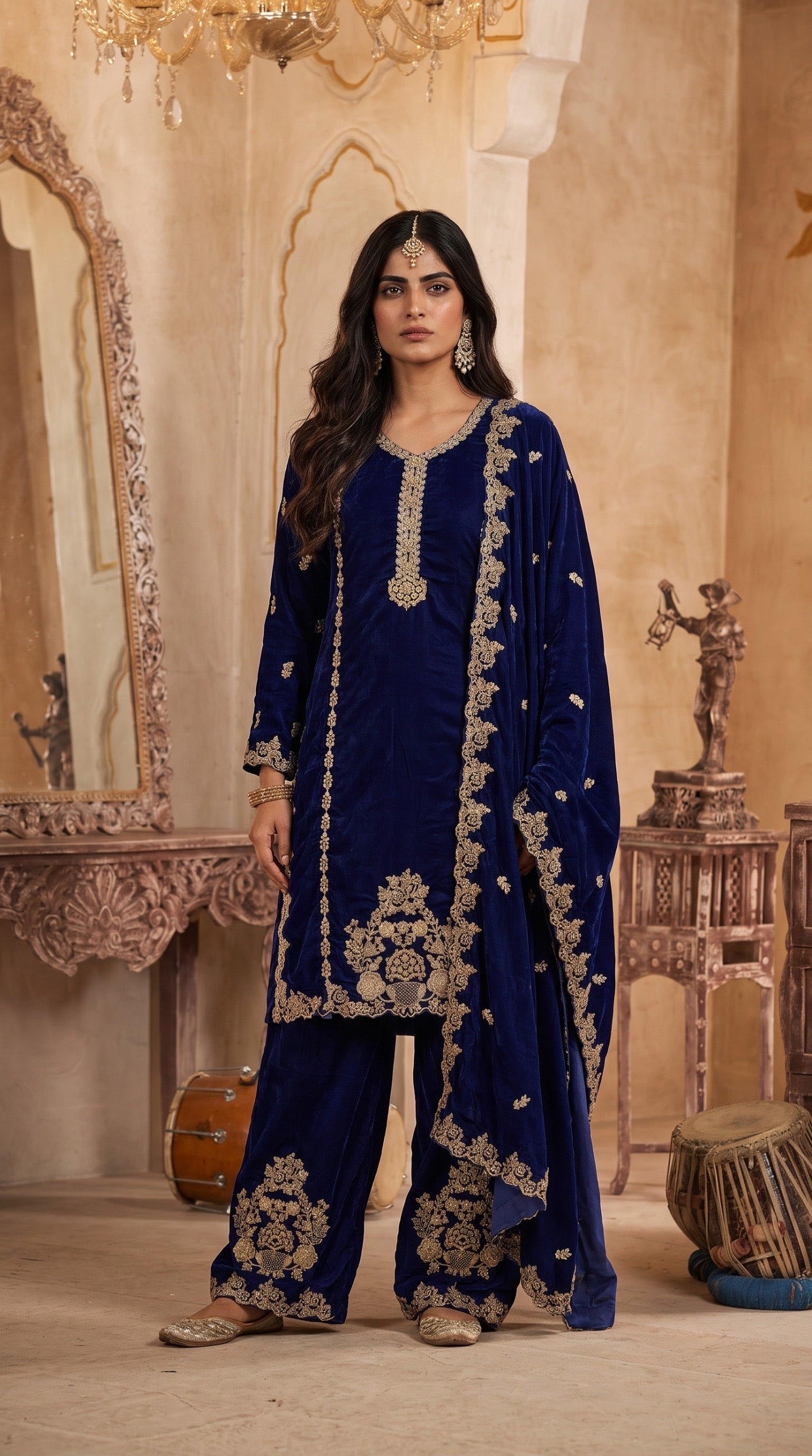 ✨ ROYAL STITCHED HANDMADE EMBRIODERED VELVET ELEGANCE—PEHNAVAA ✨
