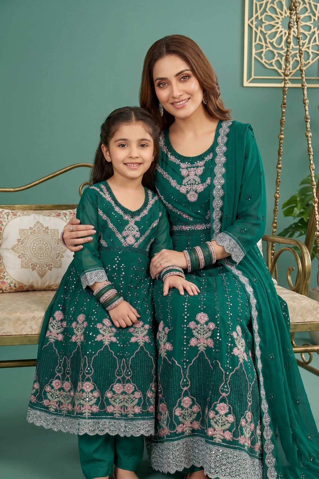 Emaan Adeel Eshaal Chiffon Collection (ESH-09) | Mother-Daughter | Luxury Embroidered Pishwas Maxi | Pehnavaa Store