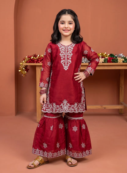 Girls Silk Sharara 3-Piece