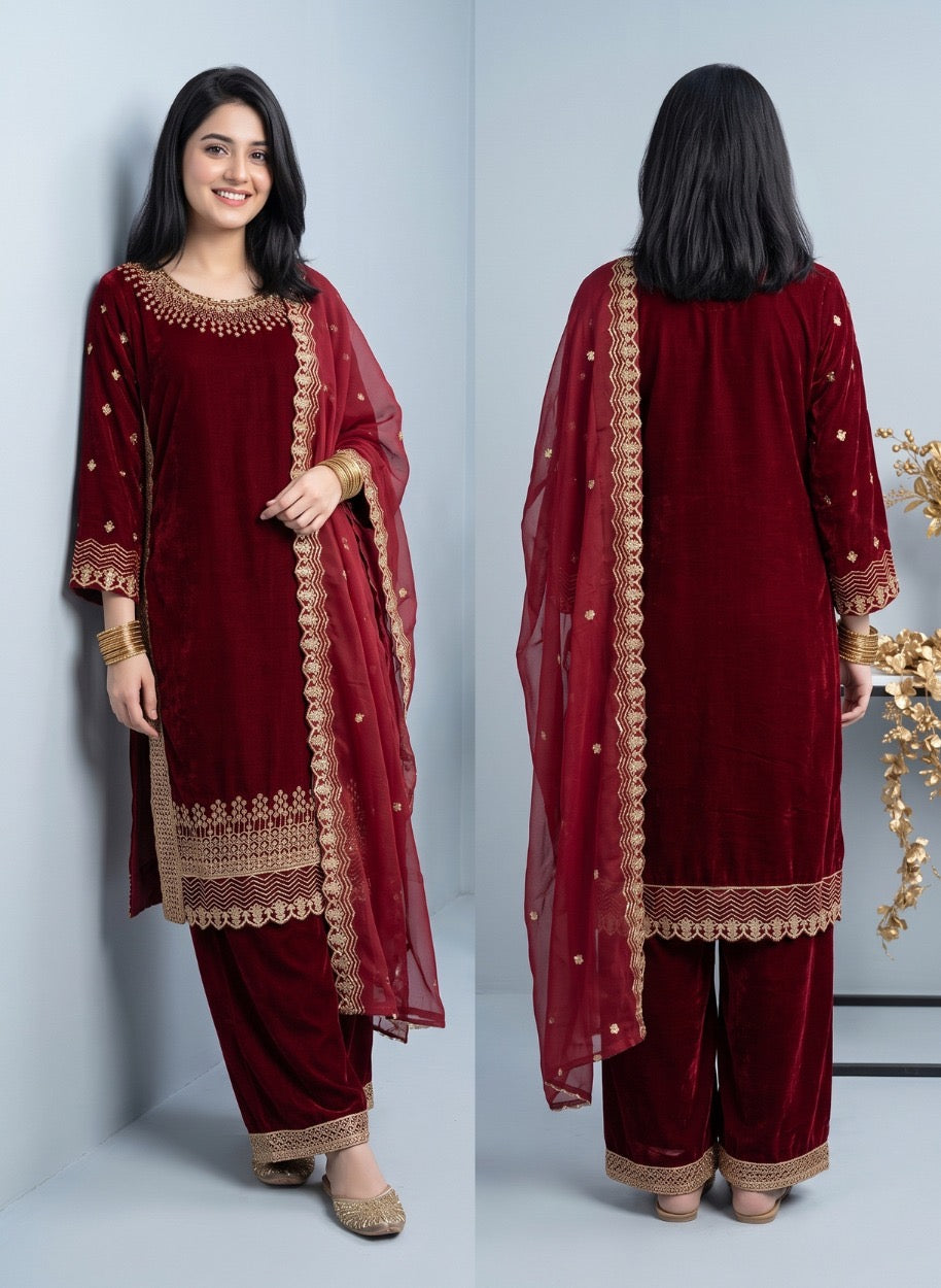 Nayab Velvet Embroidered 3-Piece