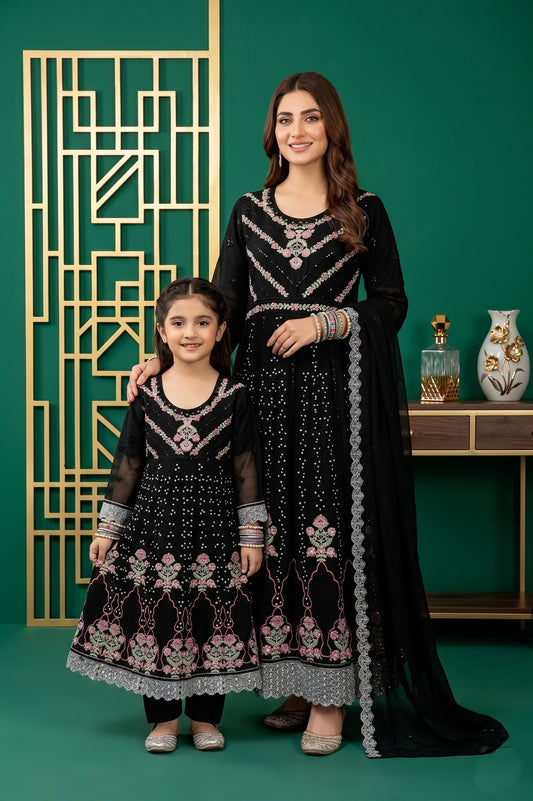 Emaan Adeel Eshaal Chiffon Collection (ESH-09) | Mother-Daughter | Luxury Embroidered Pishwas Maxi | Pehnavaa Store