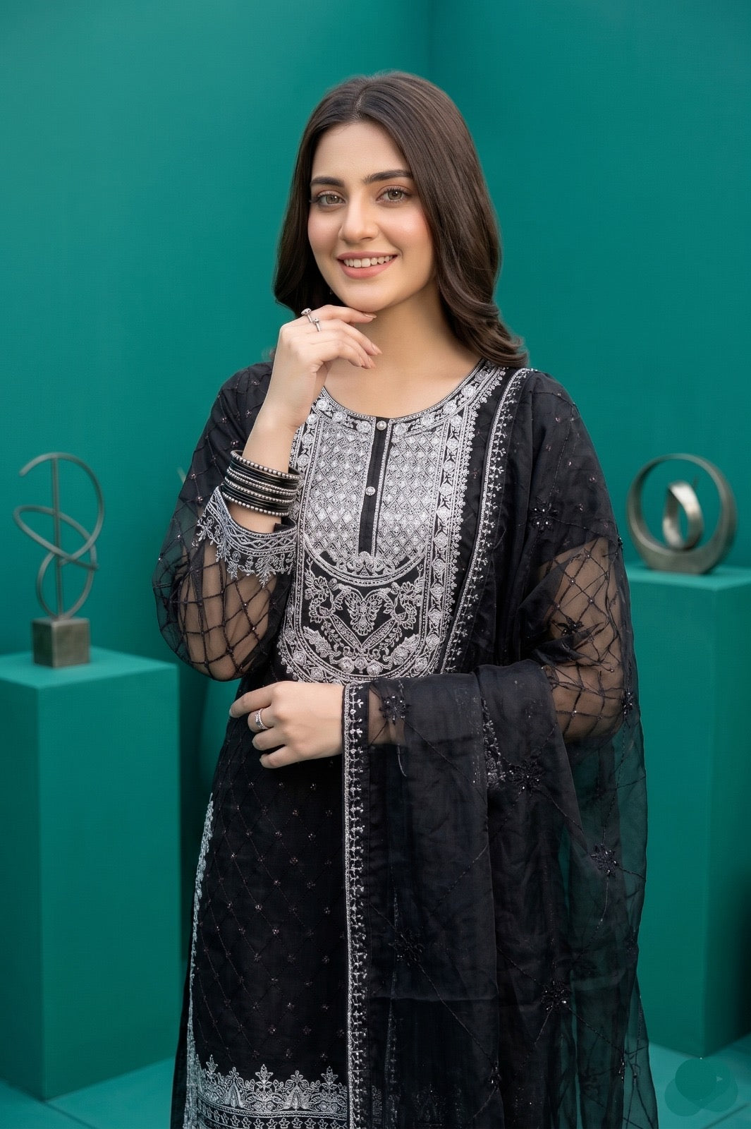Pehnavaa Premium Embroidered Organza 3PC Stitched Suit for Women