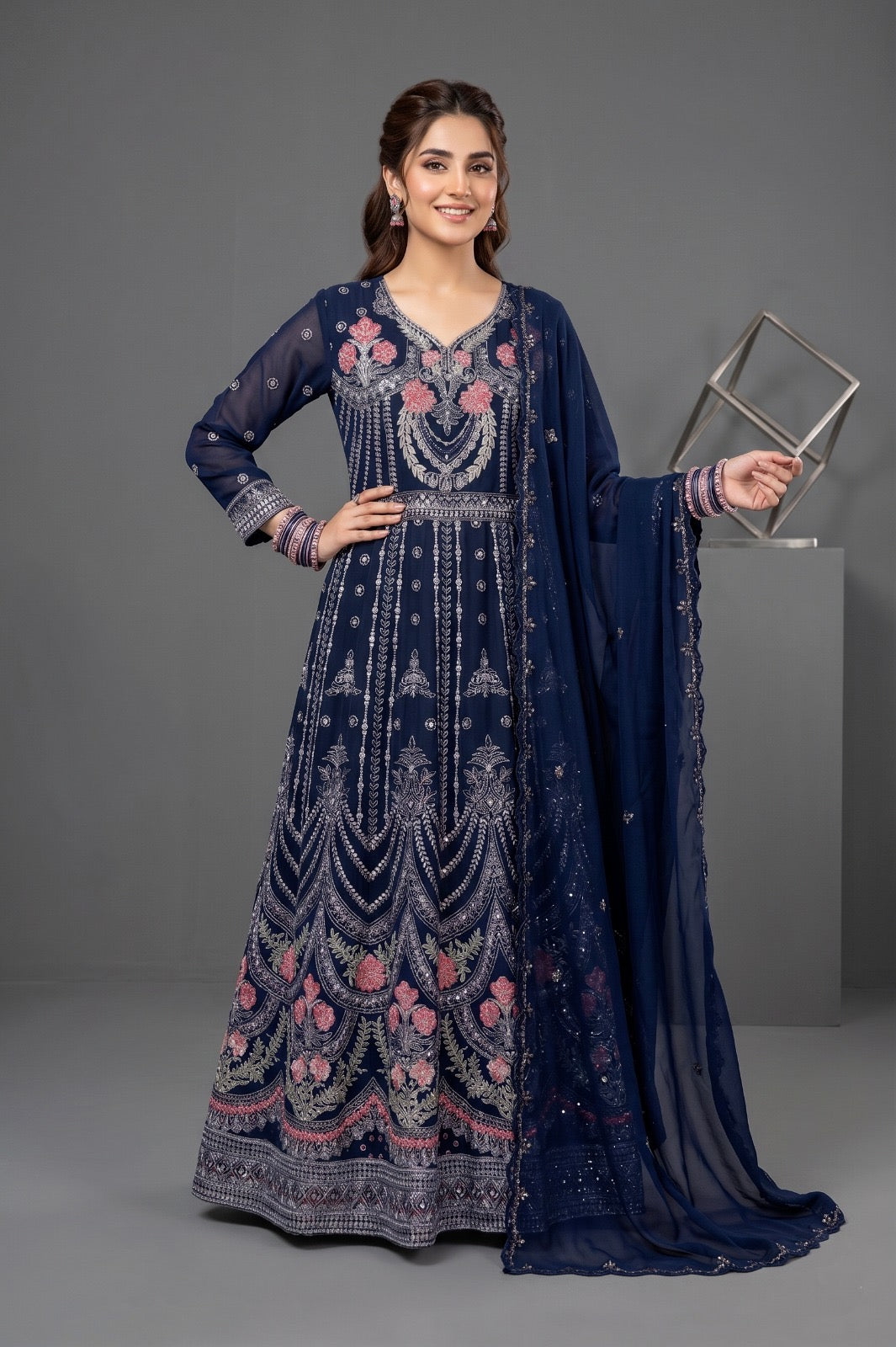Emaan Adeel Eshaal Chiffon Collection (ESH-08) | Luxury Embroidered Pishwas Maxi | Pehnavaa Store
