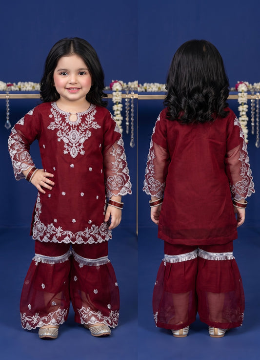 Chiffon cutwork Style Suit 3-Pcs