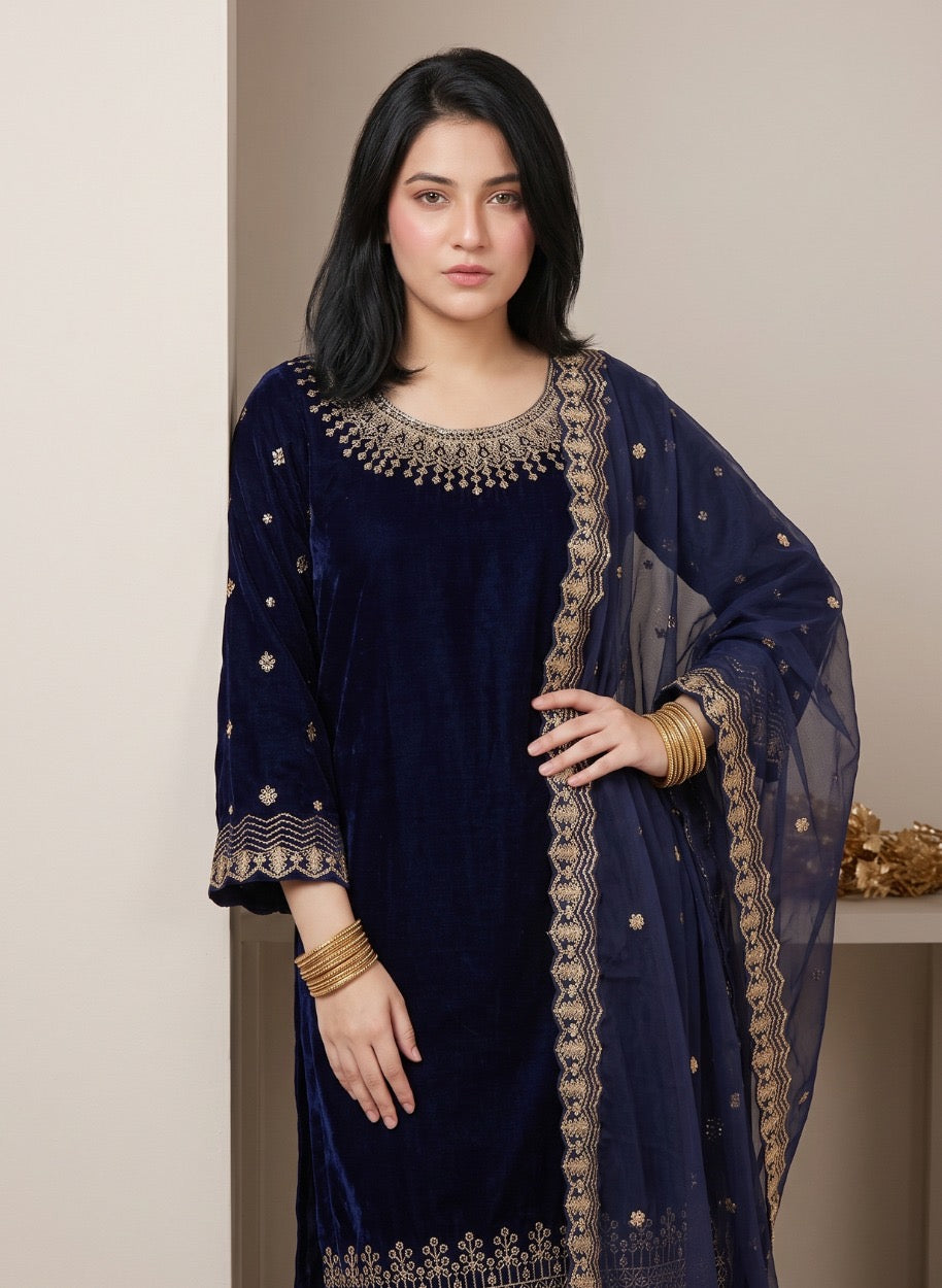 Nayab Velvet Embroidered 3-Piece