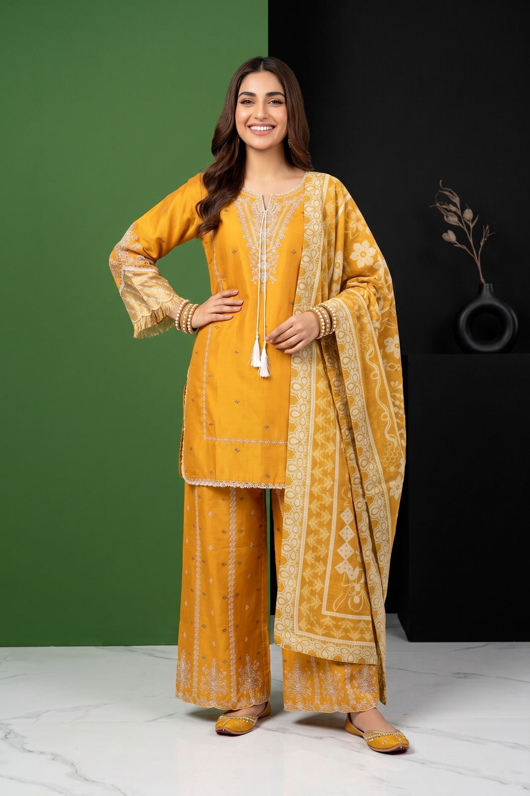 Eid Special Embroidered Collection: 3-Pcs Cotton Suit
